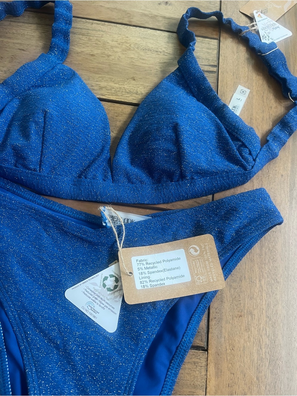 Berlook Sparkle Royal Blue Bikini Set, NWT! Top:large Bottoms:small - Picture 3 of 7